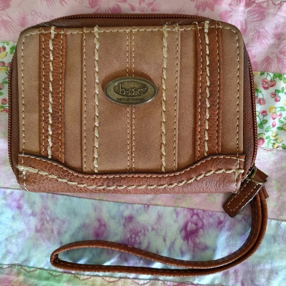 B.O.C BORN CONCEPT FAUX LEATHER DOUBLE ZIPPER WRISTLET.